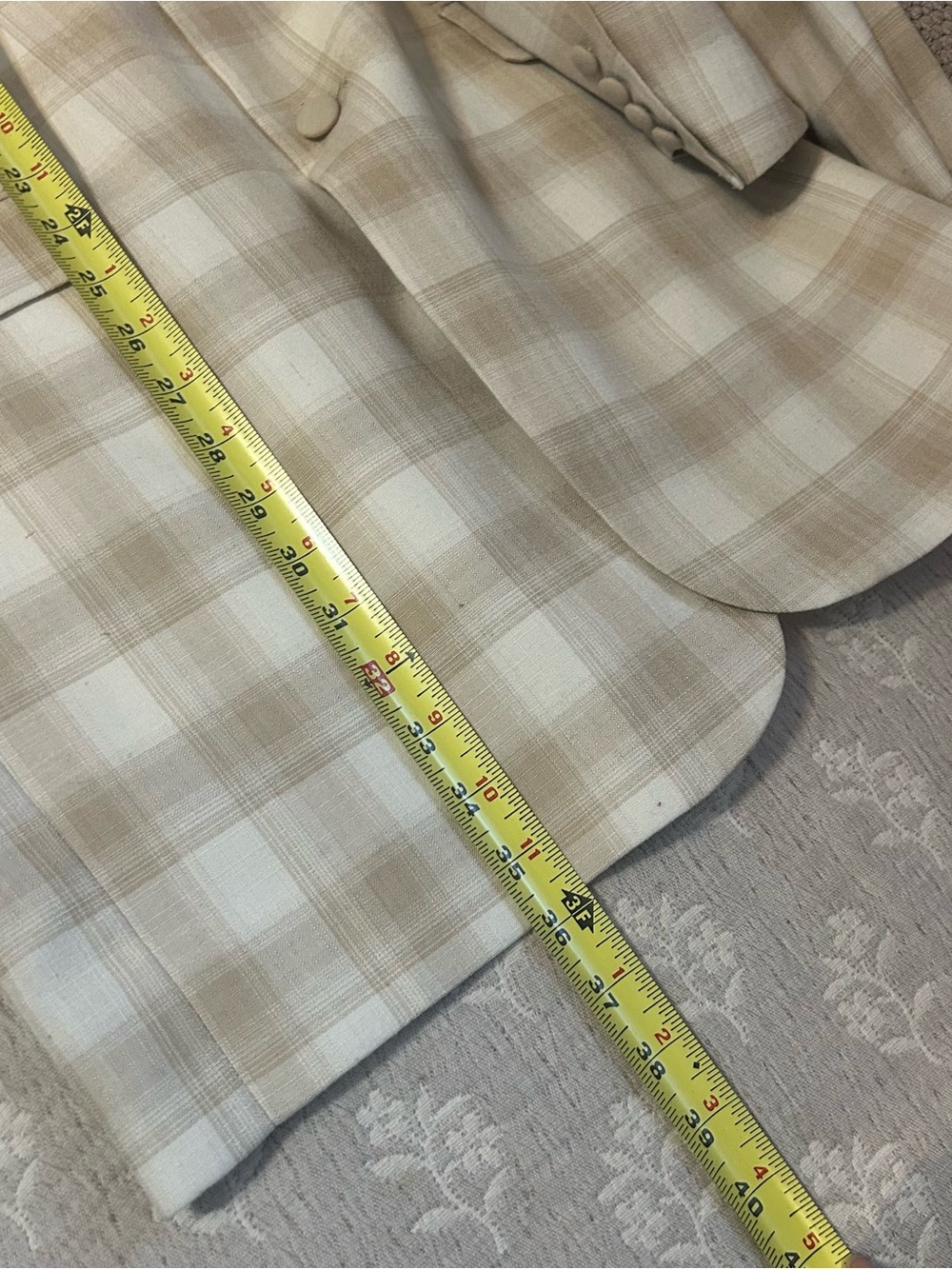 Falcone Superlative 150’s Neutral Plaid Blazer Linen Blend 3-Button Dbl Vent 48L - Picture 11 of 12